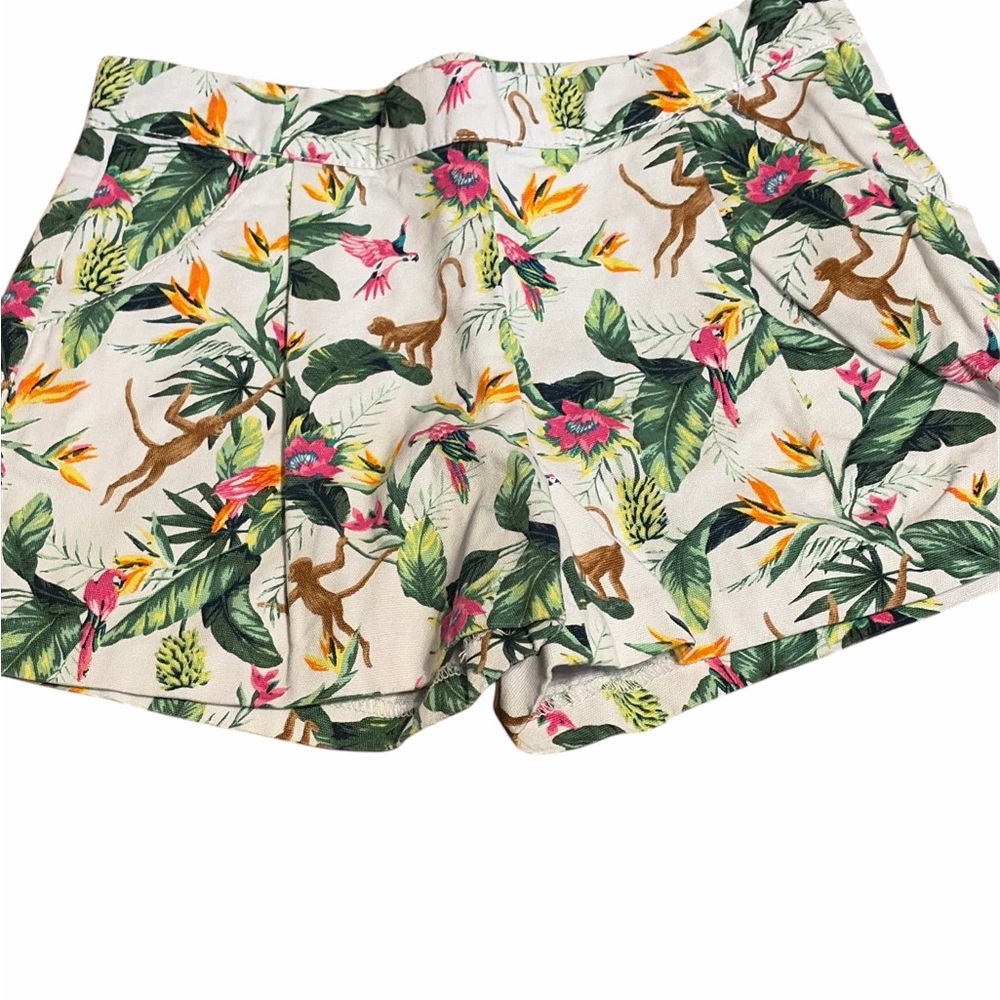 Janie and Jack Tropical Monkey Print Shorts - White, Green, Pink, Yellow